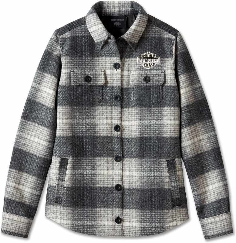 Harley-Davidson Shirt Jacket-Knit  Yarn Dyed Plaid-Black Beauty | 96265-24VW