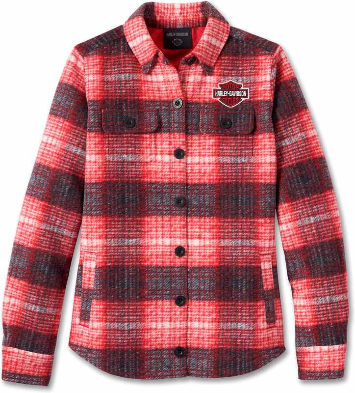 Harley-Davidson Shirt Jacket-Knit  YD Plaid-Chili Pepper | 96266-24VW