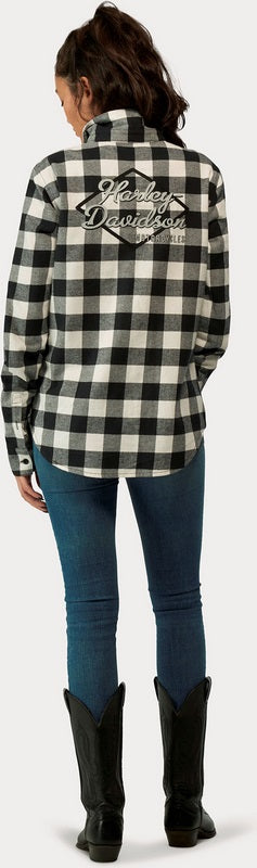 Harley-Davidson Women'S Retro Buffalo Plaid Shirt  Yarn Dyed Plaid-Cloud Dancer | 96277-23VW