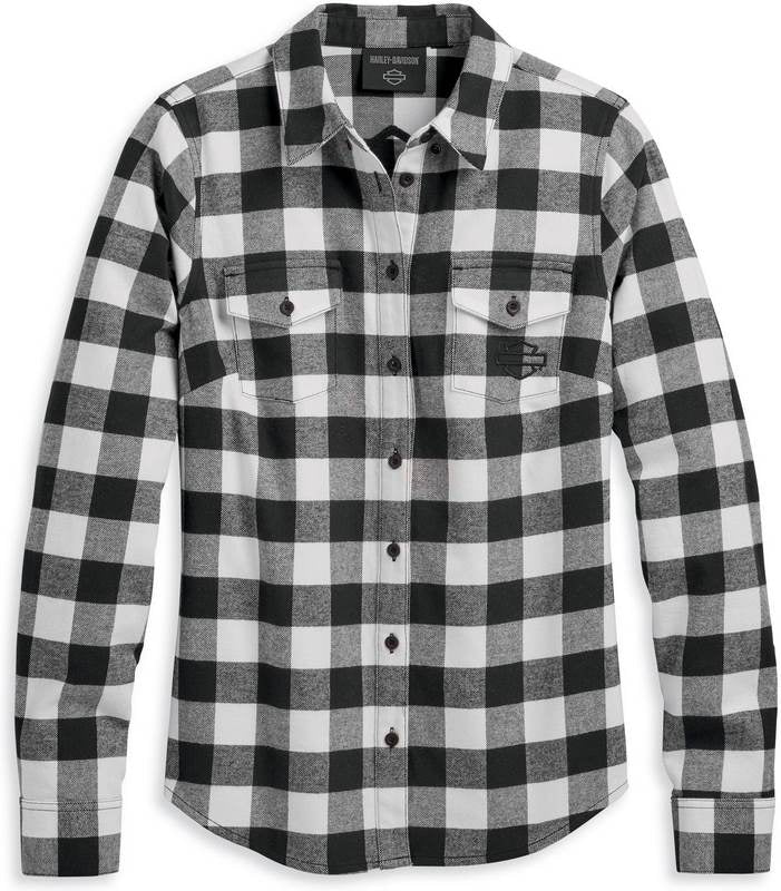 Harley-Davidson Women'S Retro Buffalo Plaid Shirt  Yarn Dyed Plaid-Cloud Dancer | 96277-23VW
