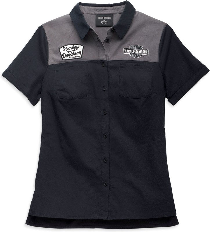 Harley-Davidson Shirt-Woven  Colorblock-Design-Black Beauty | 96281-23VW