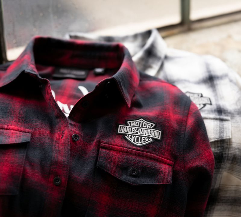 Harley-Davidson Shirt-Woven  Yarn Dyed Plaid-Cloud Dancer | 96281-24VW