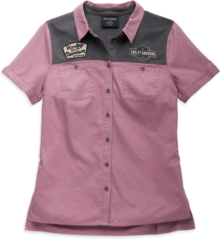 Harley-Davidson Shirt-Woven  Colorblock-Design-Dusky Orchid | 96282-23VW