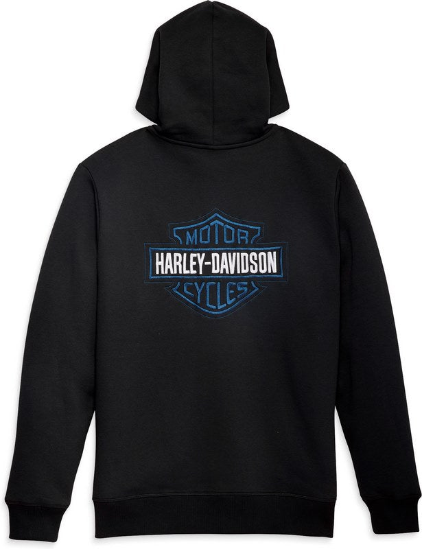 Harley-Davidson Bar & Shield Embroidered Zip Hoodie For Men  Black Beauty | 96291-23VM
