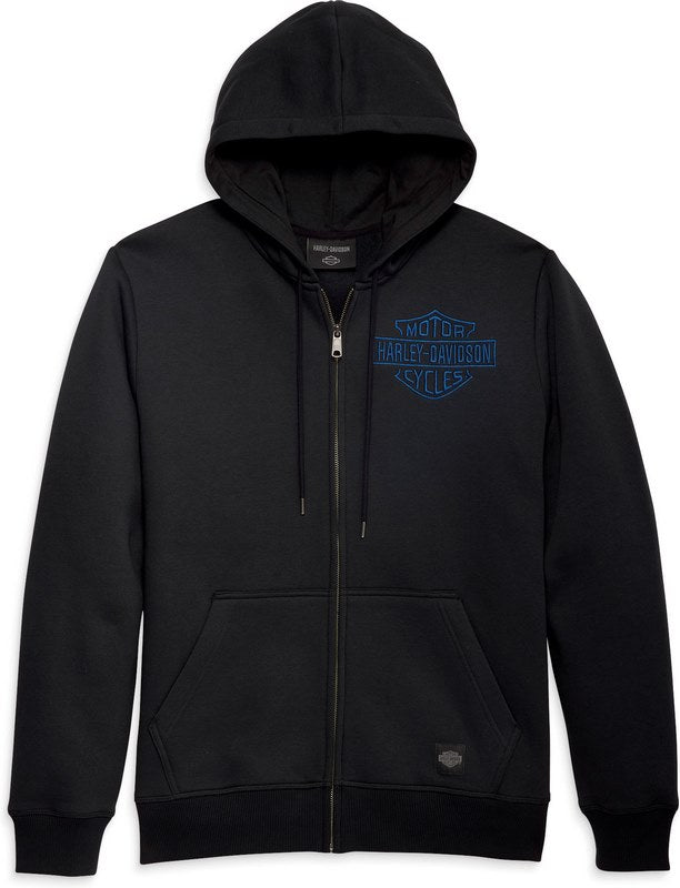 Harley-Davidson Bar & Shield Embroidered Zip Hoodie For Men  Black Beauty | 96291-23VM