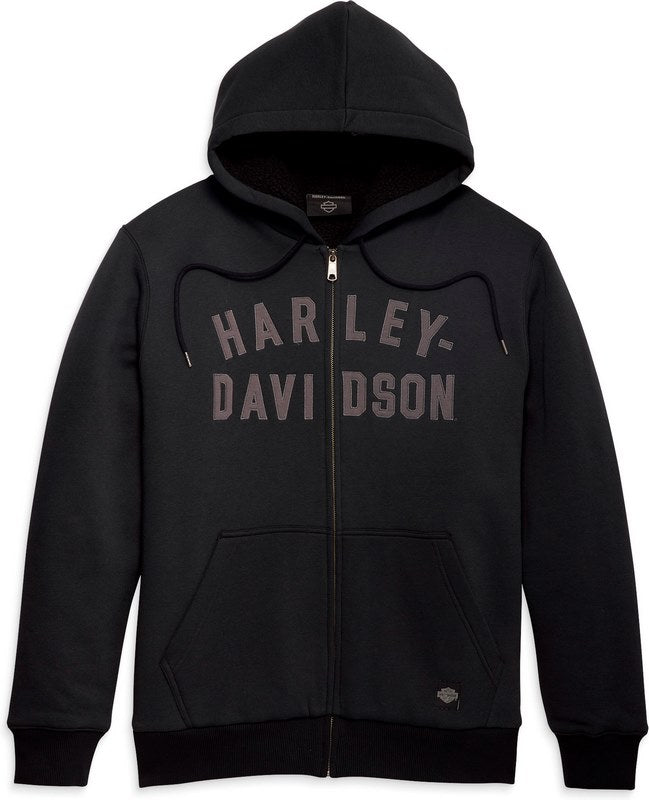 Harley-Davidson Men'S Midwest Staple Zip-Up Hoodie  Black Beauty | 96299-23VM