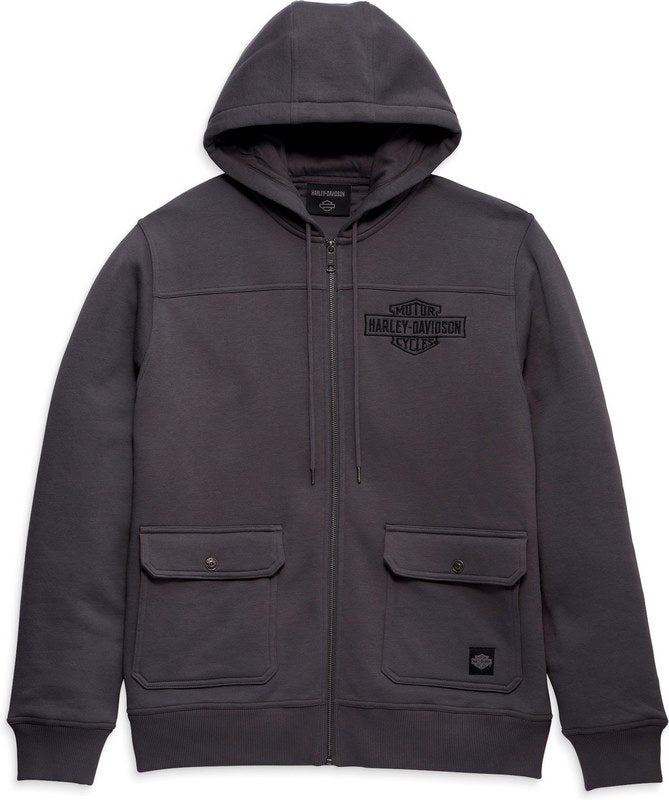 Harley-Davidson Men'S Winding Roads Zip-Up Hoodie  Blackened Pearl | 96304-23VM