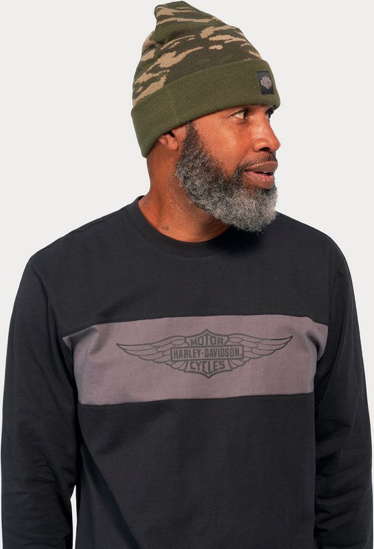 Harley-Davidson Tee-Knit  Colorblock-Design-Black Beauty | 96316-23VM