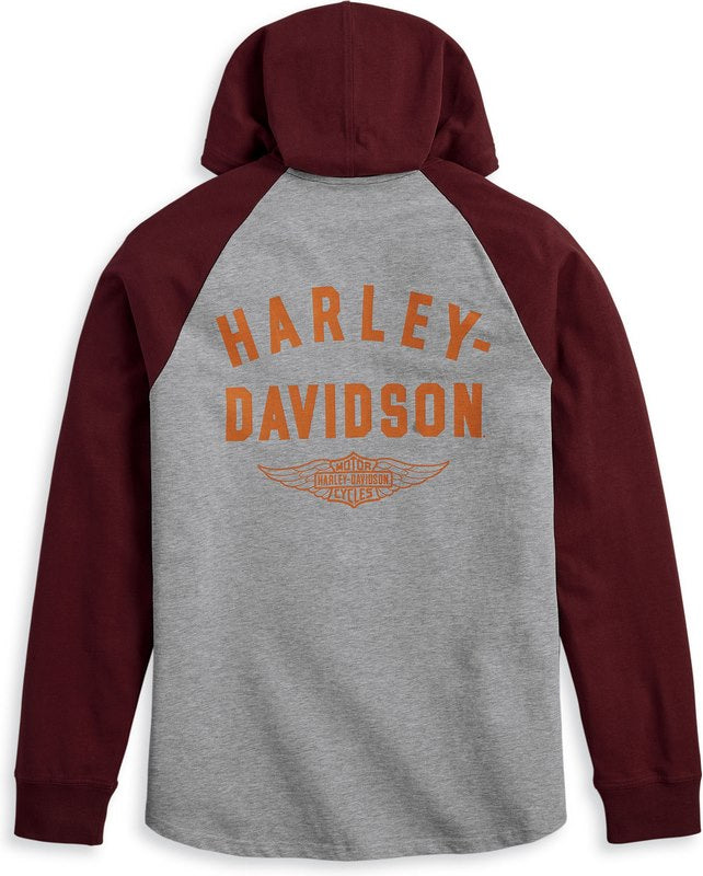 Harley-Davidson Henley-Knit  Colorblock-Design-Grey Heather | 96326-23VM