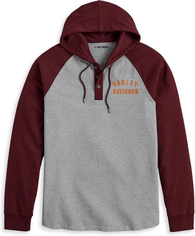 Harley-Davidson Henley-Knit  Colorblock-Design-Grey Heather | 96326-23VM