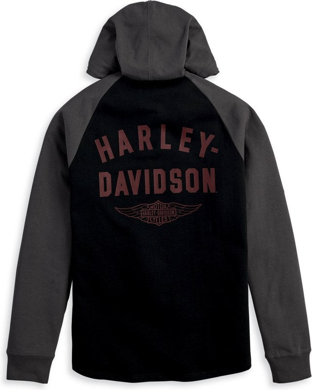 Harley-Davidson Henley-Knit  Colorblock-Design-Black Beauty | 96327-23VM
