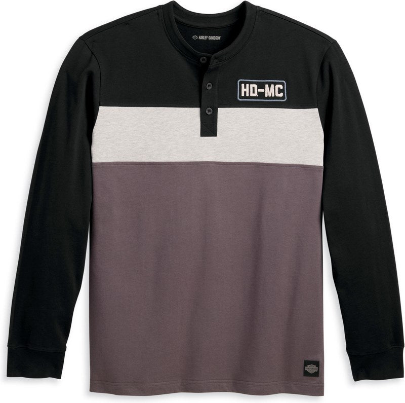 Harley-Davidson Henley-Knit  Colorblock-Design-Black Beauty | 96343-23VM