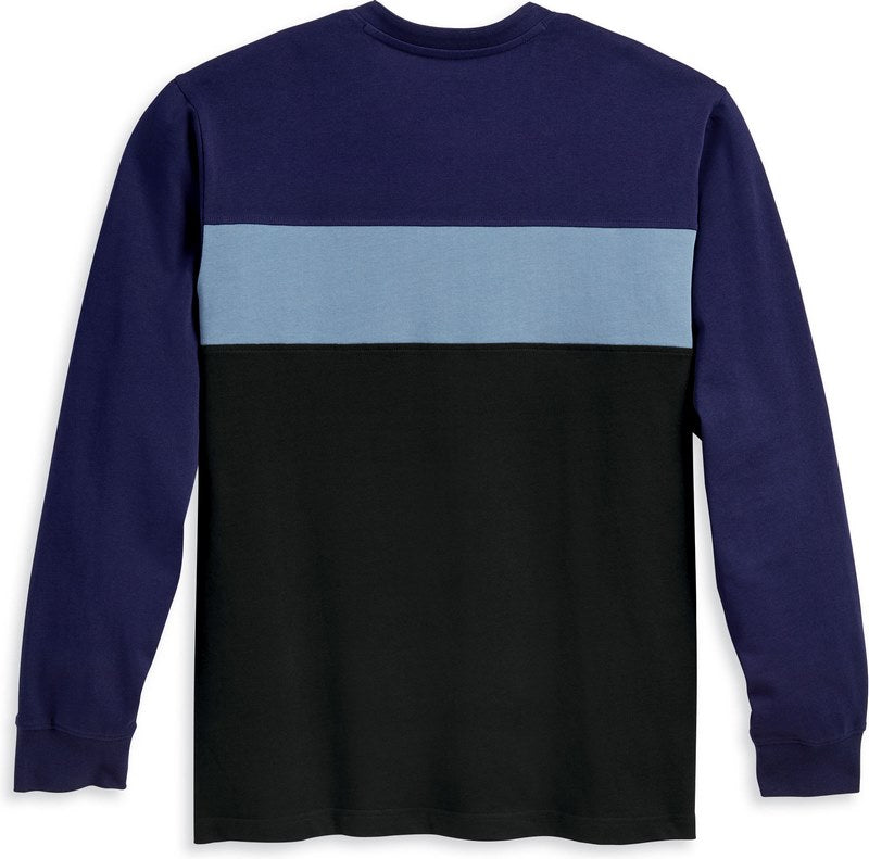 Harley-Davidson Henley-Knit  Colorblock-Design-Peacoat | 96344-23VM