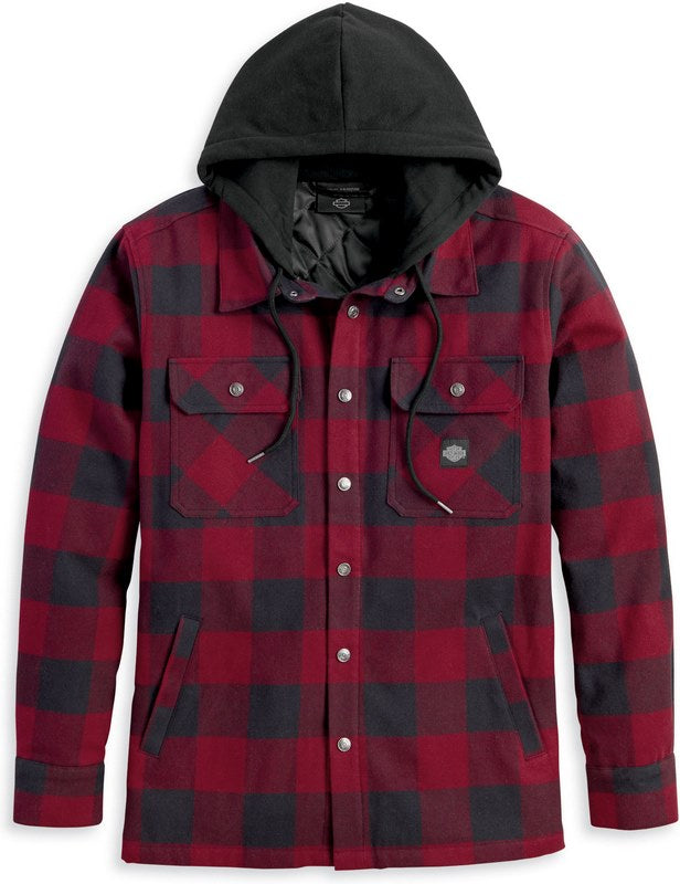 Harley-Davidson Men'S Onwards Hooded Shirt / Jacket  Red Checkered | 96357-23VM