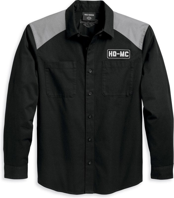 Harley-Davidson Shirt-Woven  Colorblock-Design-Black Beauty | 96368-23VM