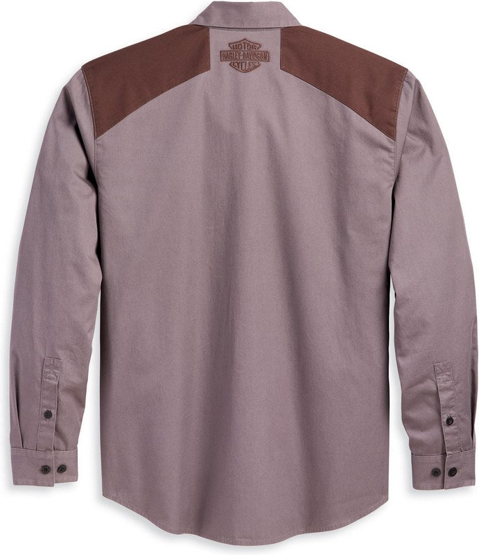 Harley-Davidson Shirt-Woven  Colorblock-Design-Blackened Pearl | 96369-23VM