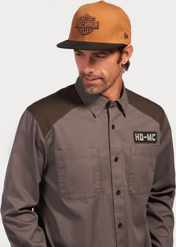 Harley-Davidson Shirt-Woven  Colorblock-Design-Blackened Pearl | 96369-23VM