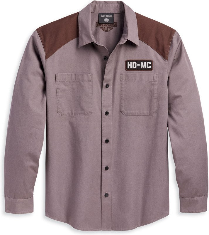 Harley-Davidson Shirt-Woven  Colorblock-Design-Blackened Pearl | 96369-23VM