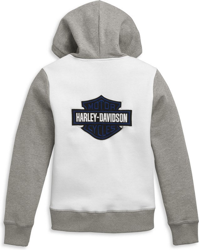 Harley-Davidson Women'S Bar & Shield Colorblock Zip Front Hoodie  Bright White | 96386-21VW