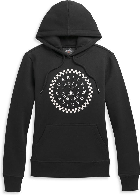 Harley-Davidson Women'S #1 Circle Graphic Pullover Hoodie  Black Beauty | 96388-21VW