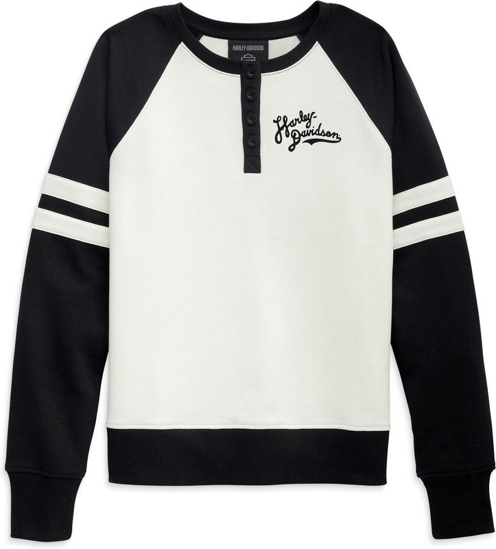 Harley-Davidson Open Road Henley Fleece Pullover For Women  Black Beauty | 96394-23VW