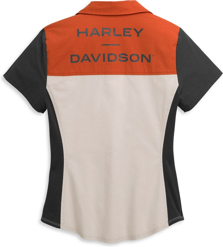 Harley-Davidson Horizon Logo Colorblock Zip Front Shirt For Women  Colorblock-Design | 96395-21VW