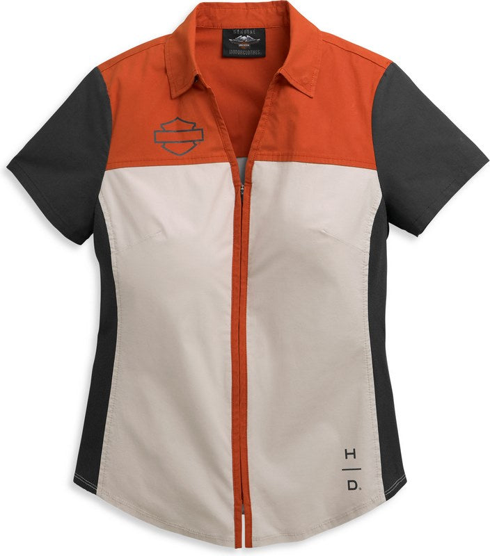 Harley-Davidson Horizon Logo Colorblock Zip Front Shirt For Women  Colorblock-Design | 96395-21VW
