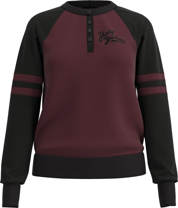 Harley-Davidson Henley-Knit  Tawny Port Colorblock | 96395-23VW
