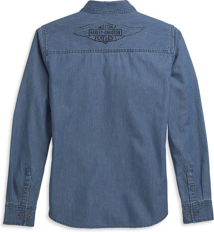 Harley-Davidson Patch Pocket Denim Shirt For Women  Medium Indigo | 96397-21VW