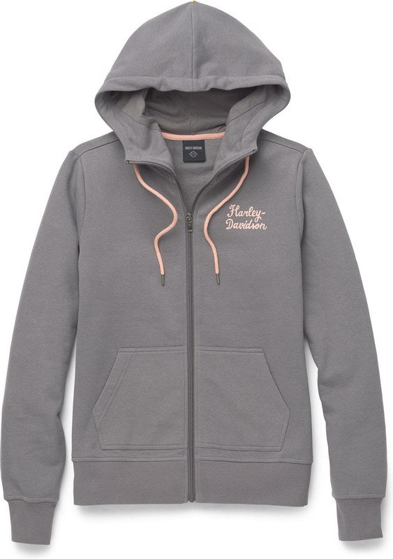 Harley-Davidson Women'S Salute Solid Zip Front Hoodie  Granite Grey | 96418-22VW