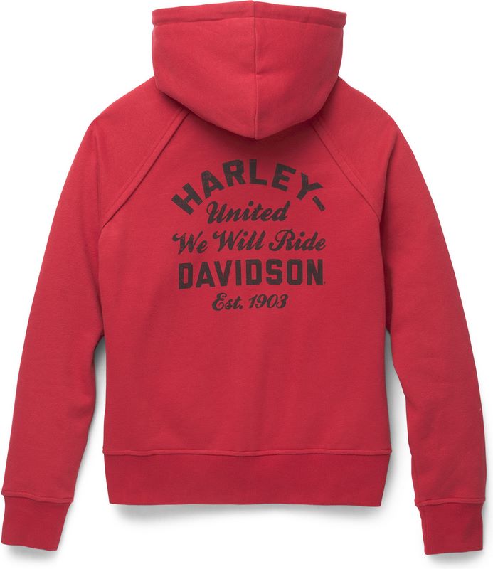 Harley-Davidson Women'S Metropolitan Zip Front Hoodie  Redline Red Heather | 96421-22VW