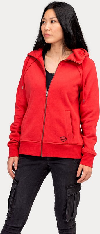 Harley-Davidson Women'S Metropolitan Zip Front Hoodie  Redline Red Heather | 96421-22VW