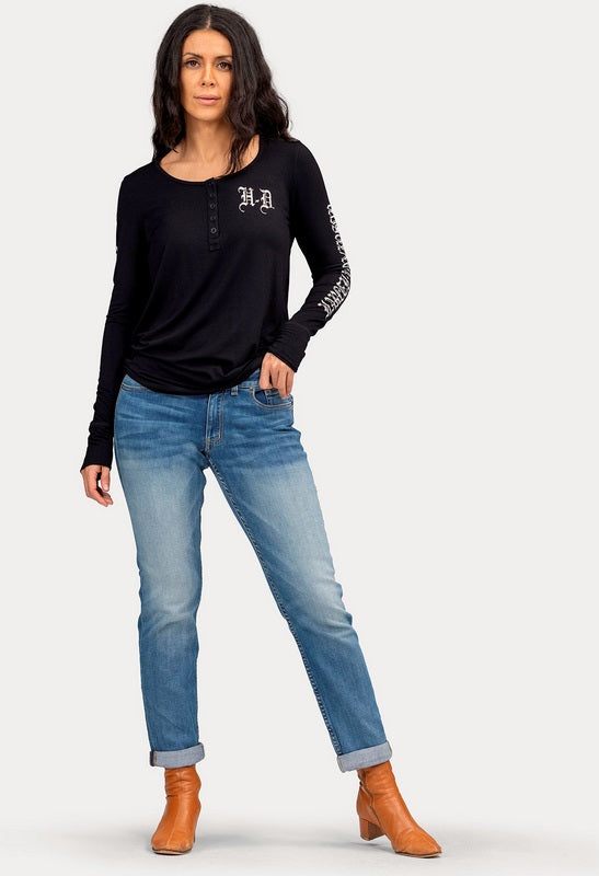 Harley-Davidson Timeless Cover Band Henley For Women  Black Beauty 2 | 96433-22VW