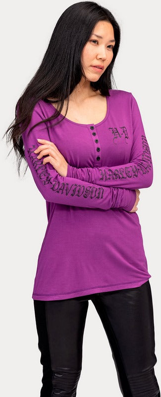 Harley-Davidson Henley-Knit  Wood Violet | 96434-22VW