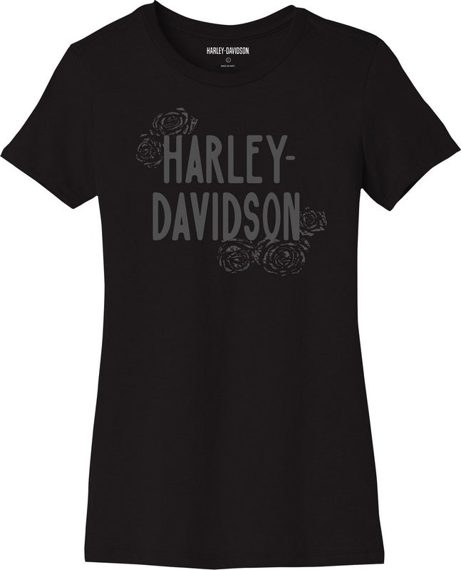 Harley-Davidson Women'S Forever Roses Tee  Black Beauty | 96439-23VW