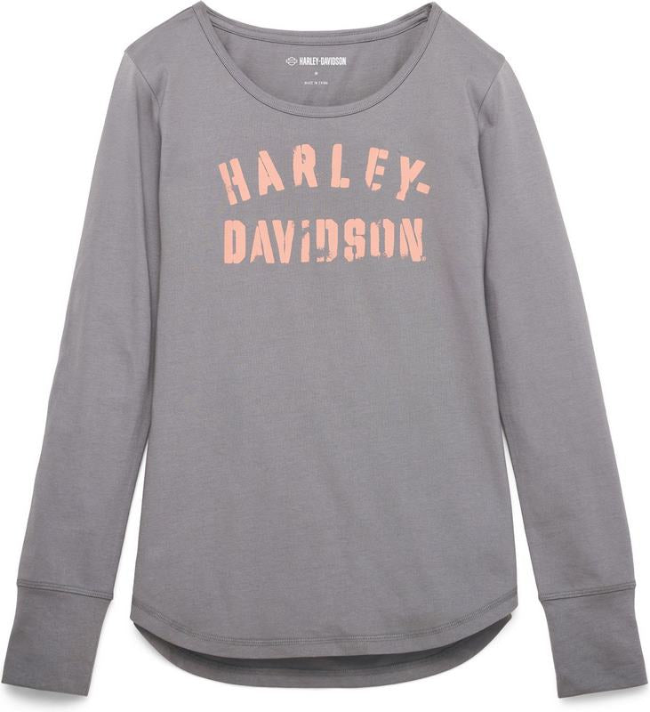 Harley-Davidson Women'S Stencil Long Sleeve Knit Top  Granite Grey | 96447-22VW