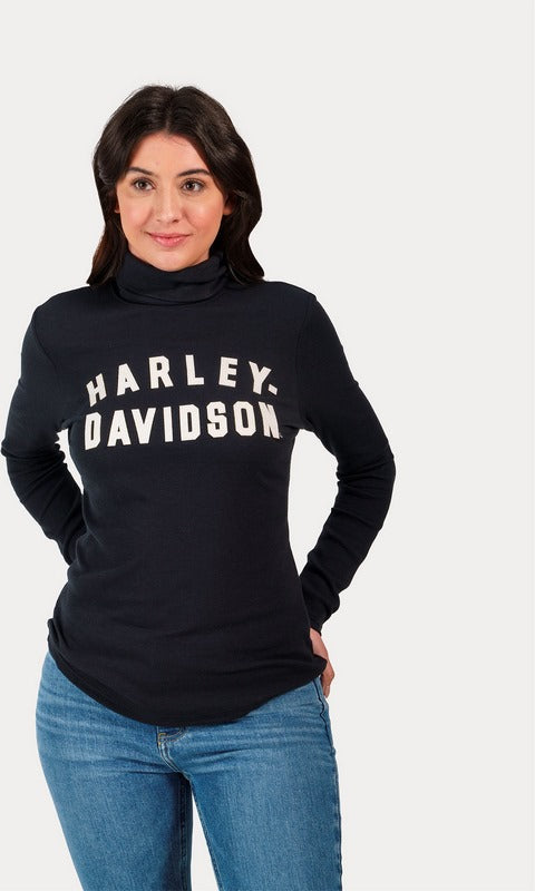 Harley-Davidson Women'S Milwaukee Rib Turtleneck  Black Beauty | 96466-23VW