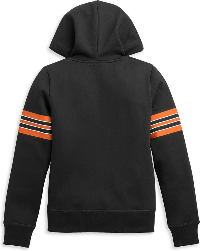 Harley-Davidson Women'S Sleeve Stripe Logo Pullover Hoodie  Black Beauty | 96470-21VW