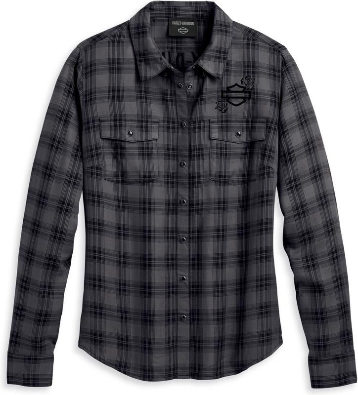 Harley-Davidson Women'S Classic Enchanted  Yarn Dyed Plaid-Blackened Pearl | 96479-23VW