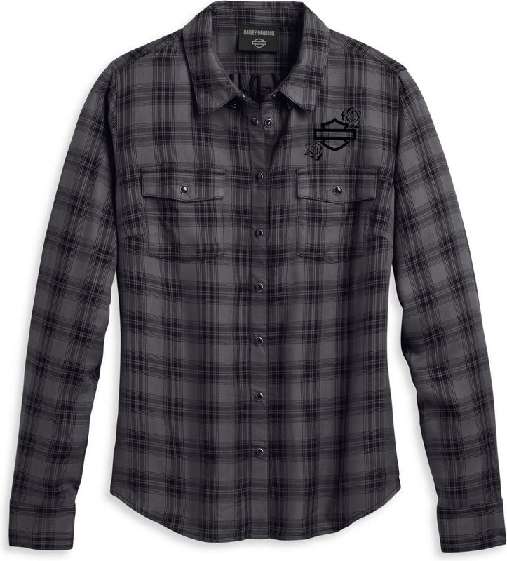 Harley-Davidson Women'S Classic Enchanted  Yarn Dyed Plaid-Blackened Pearl | 96479-23VW
