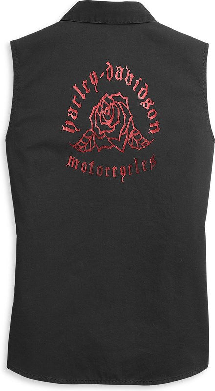 Harley-Davidson Rose Graphic Sleeveless Shirt For Women  Black Beauty | 96480-21VW