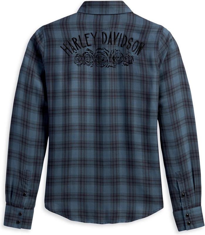 Harley-Davidson Shirt-Woven  Yarn Dyed Plaid-Dusty Blue | 96480-23VW