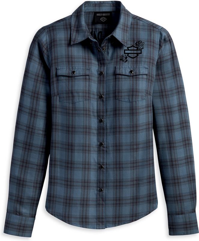 Harley-Davidson Shirt-Woven  Yarn Dyed Plaid-Dusty Blue | 96480-23VW