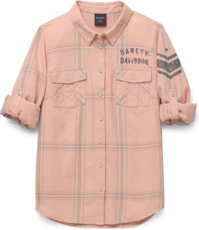 Harley-Davidson Salute Convertible Sleeve Shirt For Women  Dusty Pink | 96481-22VW