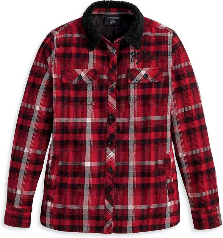 Harley-Davidson Women'S Heritage Silver Wing Shirt Jacket  Yarn-dyed plaid | 96481-23VW