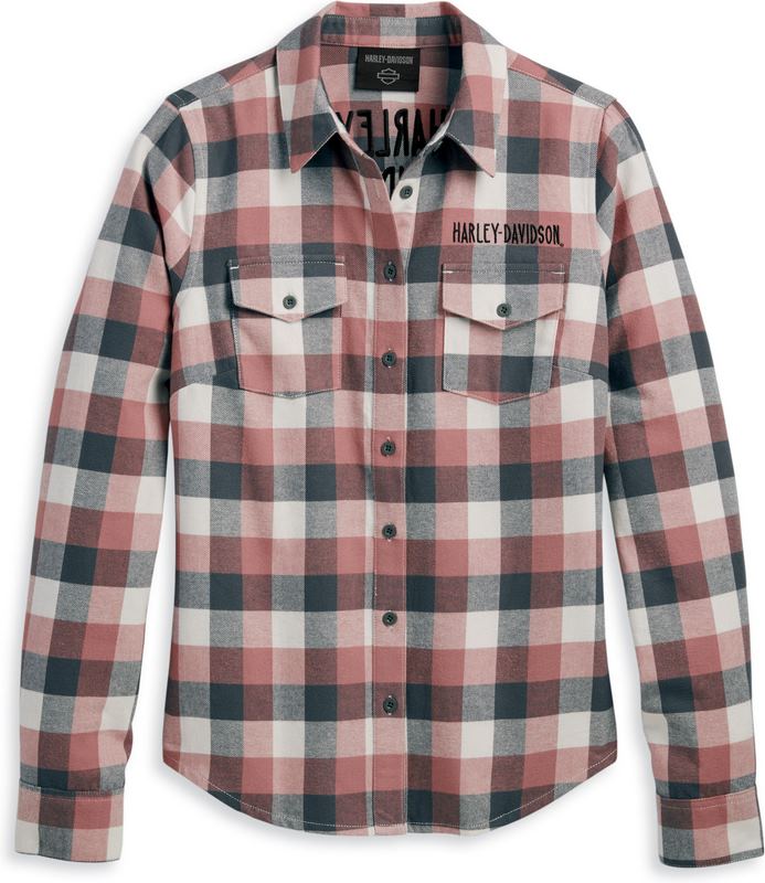 Harley-Davidson Shirt-Woven  Yarn Dyed Plaid-Ash Rose | 96482-23VW