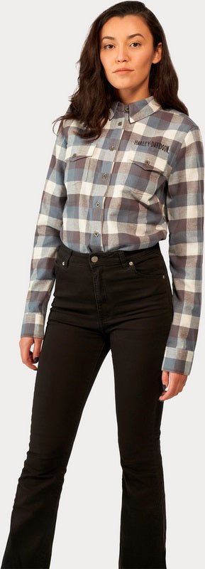 Harley-Davidson Shirt-Woven  Yarn Dyed Plaid-Dusty Blue | 96483-23VW