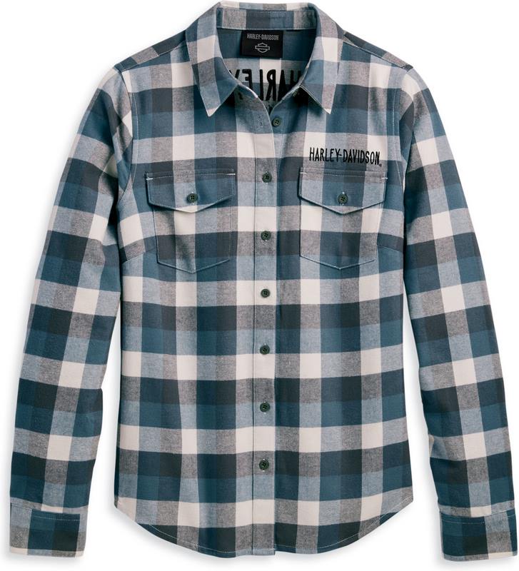 Harley-Davidson Shirt-Woven  Yarn Dyed Plaid-Dusty Blue | 96483-23VW