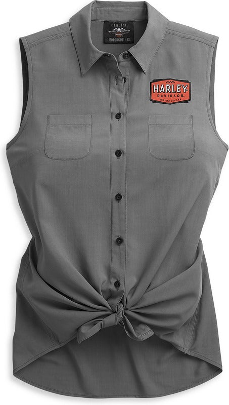 Harley-Davidson Logo Tie Front Shirt  Asphalt | 96493-21VW