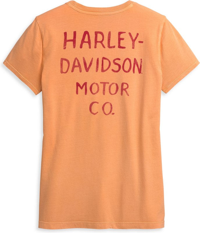 Harley-Davidson Women'S Double Logo Graphic Tee  Mock Orange | 96501-21VW